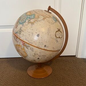 Vintage-Style Beige Globe with Tan Stand - Home Accents